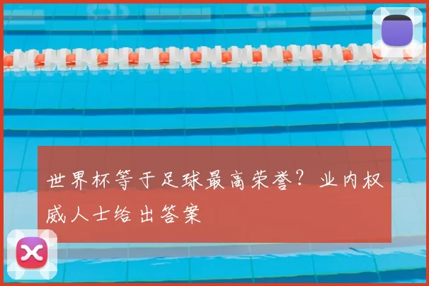 世界杯等于足球最高荣誉?业内权威人士给出答案